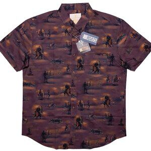 RSVLTS Yellowstone Tough Merciless Rip Wheeler Short Sleeve Shirt Red XL ~ New